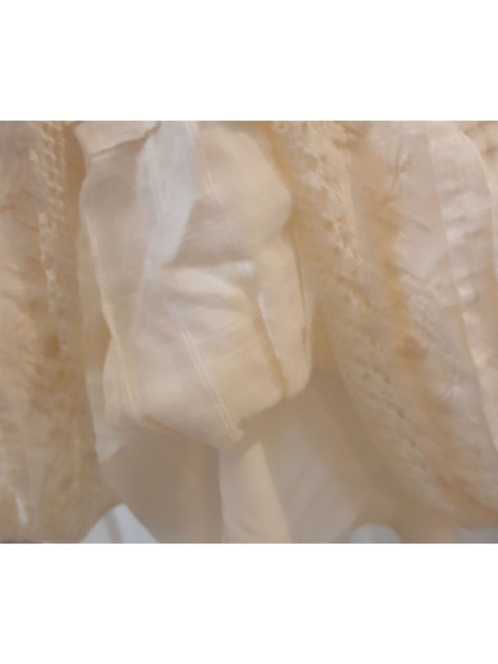 American Eagle Cream Small Long Sleeve Tiered Ruffle Dress Cowgirl w/ Lace #L-66 - Picture 9 of 9